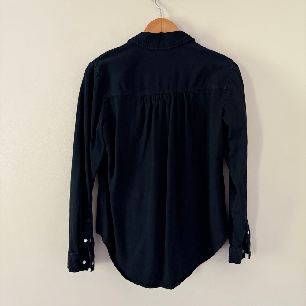 Pilcro Western Shirt Small Black Pearl Snap Button Down Boho Cowgirl Denim - Picture 3 of 10